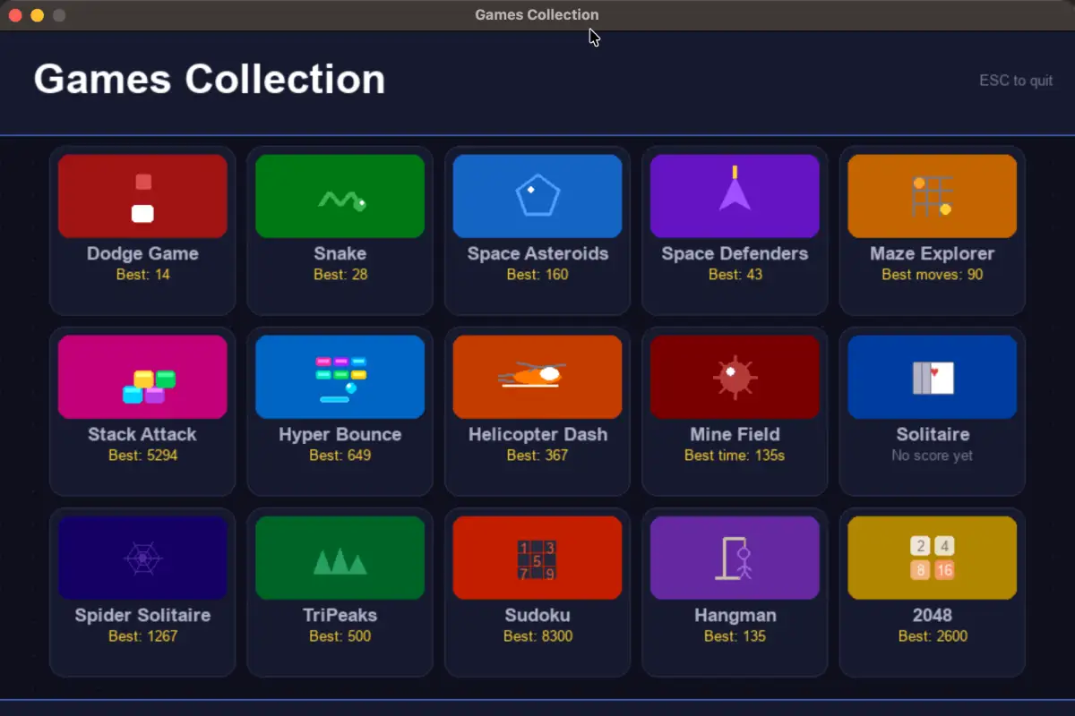 Python Games Menu